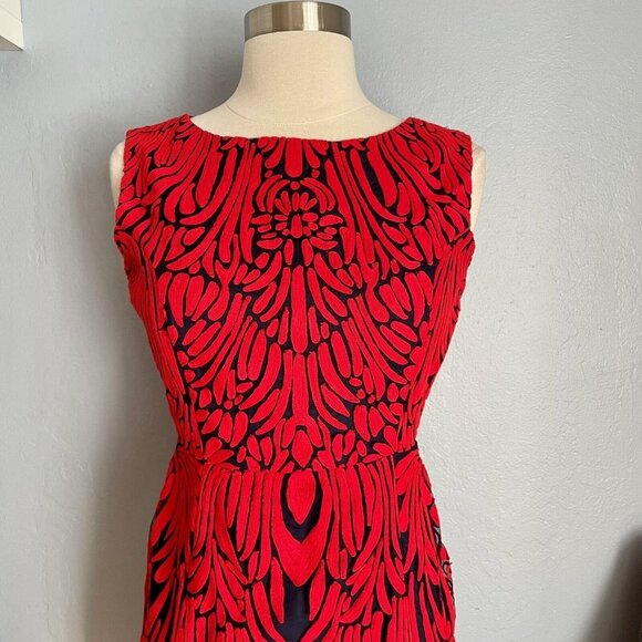 Anthropologie Pankaj & Nidhi Spice Tree Embroidered Sheath Dress Navy Red - Picture 3 of 12